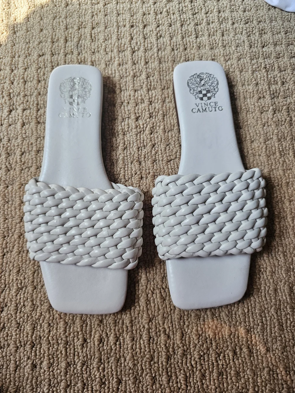 Vince Camuto White Braided Slide Sandals